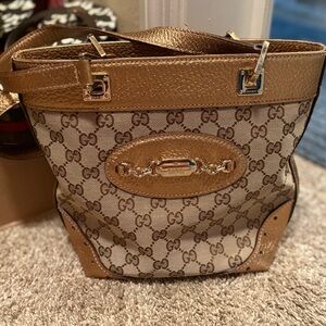 Gucci Tan and Brown Monogram Tote